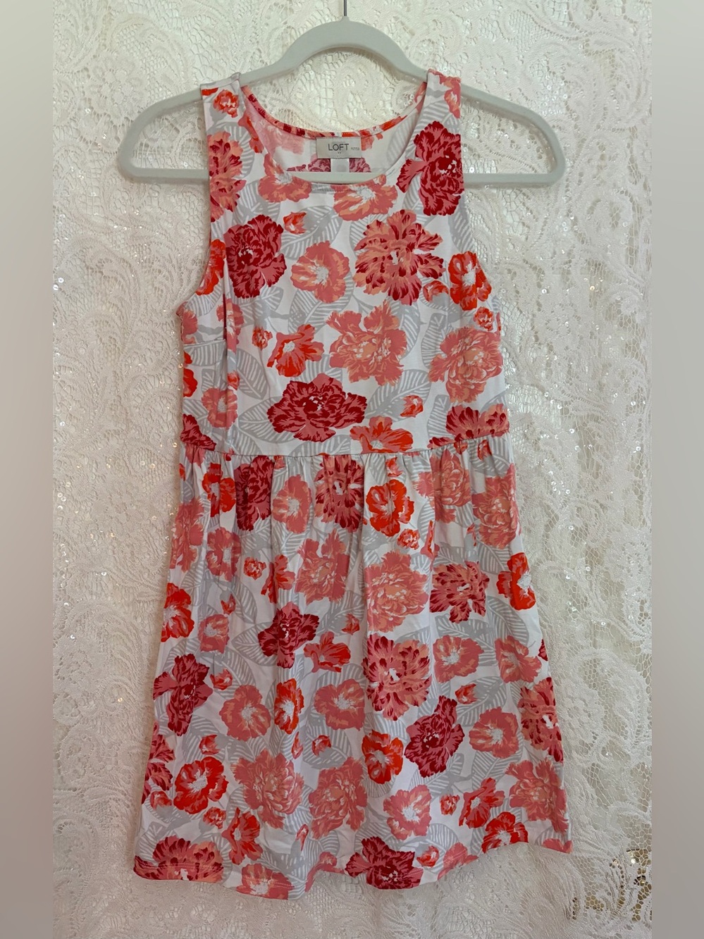 LOFT Pre-loved Women’s Floral Sleeveless Dress in Coral and Red Size SP